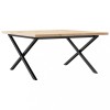 Masa de cafea, cadru X, 80x80x45,5 cm, lemn masiv pin si Otel