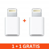 Adaptor cablu micro USB la Lightning, alb, 1+1 gratis