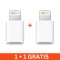 Adaptor cablu micro USB la Lightning, alb, 1+1 gratis