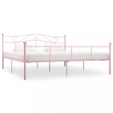 Cumpara ieftin Cadru de pat, roz, 200 x 200 cm, metal