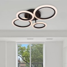 Lustra LED cu Telecomanda Nathaniel 4 Cercuri 44W Lumina Rece Calda Neutra Dimabila Negru