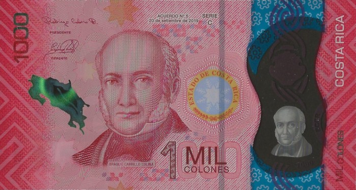 COSTA RICA █ bancnota █ 1000 Colones █ 2019 █ POLYMER █ UNC necirculata