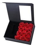 Aranjament floral cu trandafiri, 13 x 18 x 5.5 cm, plastic, negru, trandafiri de sapun, Oem