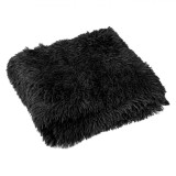 Cuvertură Decorativă, Imitatie de Blană Shaggy, Dimensiuni 160x130cm, Negru, Oem