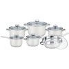 Set 12 piese oale Grunberg inox cu capace sticla termorezistenta, diverse dimensiuni