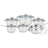Set oale Grunberg 12 piese, inox cu capace din sticla, rezistente la uzura indelungata