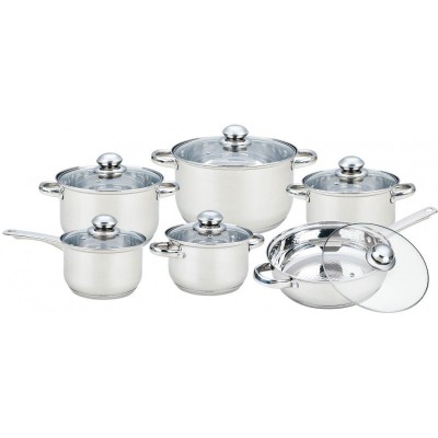 Set oale Grunberg 12 piese, inox cu capace din sticla, rezistente la uzura indelungata foto