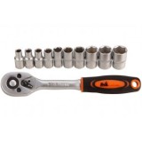 Chei Tubulare cu clichet 12 Piese, Material Cr-V, 5 - 13mm