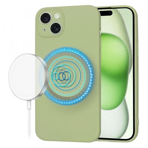Husa MagSafe pentru Apple iPhone 15 Plus, Techsuit, SoftFlex, Verde Deschis