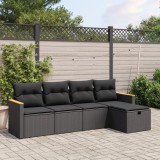Cumpara ieftin Gossi set mobilier de gradina cu perne, 5 piese, negru, poliratan