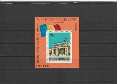 ROMANIA 1980 LP 1018 C.S.C.E. MADRID COLITA DANTELATA MNH NESTAMPILATA foto