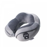 Pern&Auml; de c&Auml;l&Auml;torie pentru g&Atilde;&cent;t &Egrave;i cap, design ergonomic, umplutur&Auml; moale din bumbac, model brodat urs, 28x28x10 cm, gri