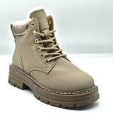 Ghete Dama Imblanite Piele Ecologica Kaki Iarna Marimea 37 Bocanci Femei Casual cu Siret si Fermoar Talpa Antiderapanta Confortabile