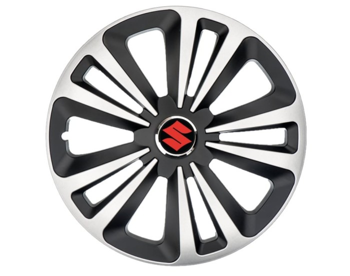 Set 4 Capace Roti Terra Gri-Negru R15 pentru gama auto Suzuki
