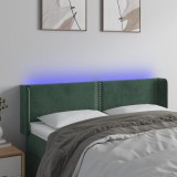 vidaXL Tăblie de pat cu LED, verde &icirc;nchis, 147x16x78/88 cm, catifea
