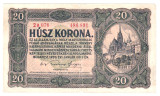 UNGARIA ROMANIA 20 HUSZ COROANE KRONE 1920 STARE FF BUNA