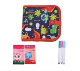 Set Carte de desenat si colorat reutilizabila, pentru voiaj, rosu, 3 carioci pe baza de apa, 2 servetele de sters, 3 ani+