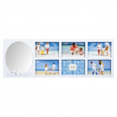 Set Rama Foto Colaj si Oglinda,65&amp;amp;#215;23 cm, Alb foto