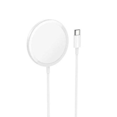 Incarcator wireless, Hoco CW52, MagSafe, 9V, 2A, Cablu 1m cu Mufa type-C, Alb foto