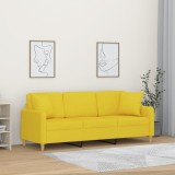 VidaXL Canapea cu 3 locuri cu pernuțe, galben deschis, 180 cm, textil 3200922