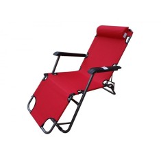 Sezlong-Scaun camping panza, H015, 110 KG, structura metalica, rosu