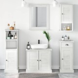 Cumpara ieftin Set de mobilier pentru baie cu sertar 5 pcs alb antichizat