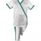 Costum Medical Pe Stil, alb cu Elastan cu Garnitură turcoaz inchis si pantaloni cu dungă turcoaz inchis, Model Marinela - XL, 4XL