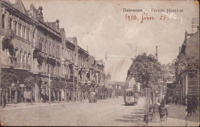 CP597N Debrecen Ferenc J&oacute;zsef &uacute;t, carte poștală, circulată Gherla