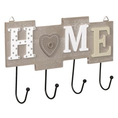 Cuier din lemn, home, gri, 4 agatatori, 28 x 16,5 cm foto