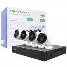 Resigilat : Kit supraveghere video PNI House IPMAX POE Five, NVR cu 4 porturi POE, foto