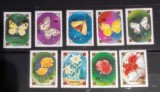 Mongolia 1991 fluturi și flori , plante i serie 9v nestampilata