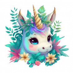 Sticker decorativ Unicorn, Verde, 60 cm, 1238ST