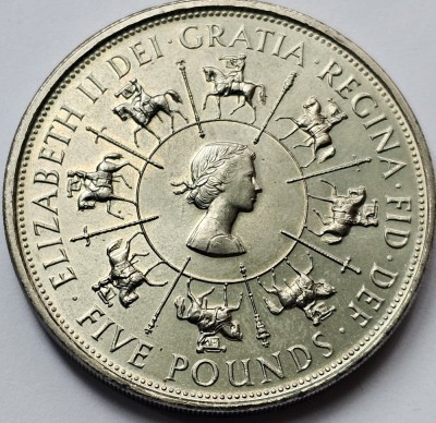 5 pounds 1993 Marea Britanie, 40th Coronation Jubilee, km#965 foto