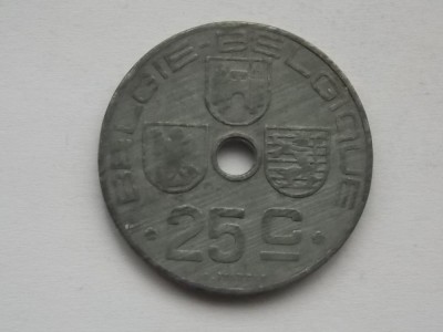 25 CENTIMES 1943 BELGIA-BELGIE-BELGIQUE foto