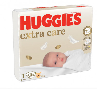 Scutece Extra Care Nr.1, 2-5 kg, 84 bucati, Huggies foto