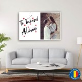 Tablou pe panza canvas personalizat cu poza si text Te Iubesc si nume