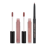 Set 3 in 1 Ruj Lichid Mat &amp; Lip Gloss &amp; Creion Contur Buze Qibest #01