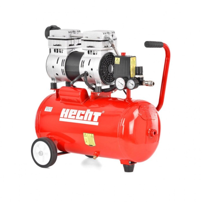 Compresor de aer fara ulei HECHT 2075, silentios, 0.75 kW, butelie 24 litri, 132 l/min, 8 bar