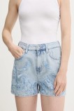 Sisley pantaloni scurți jeans cu imprimeu, high waist, 4AGWL901O