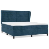 Cumpara ieftin Pat box spring cu saltea, albastru inchis, 180x200 cm, catifea