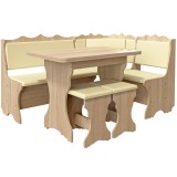 Cumpara ieftin Set Bucatarie Siria, Cu Masa Extensibila Si 2 Tabureti Sonoma