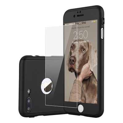 Huse 360 de grade pentru iPhone 7 Plus, Htphone - Full Body, Negru foto