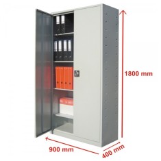 Dulap metalic Eco I A177, metal, gri deschis, 4 rafturi, 2 usi, 90 x 40 x 180 cm, 60 kg/raft