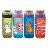 Recipient scolar Noki T-0108, 500ml, pentru lichide, diverse culori, push si capac protectie