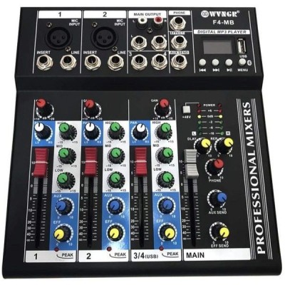 Mixer audio digital fara amplificare cu 4 canale si Bluetooth WVNGR F4-MB foto