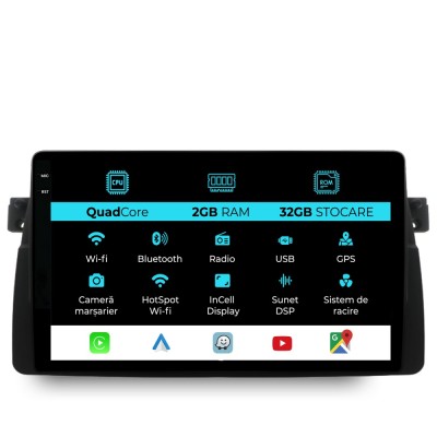 Navigatie Dedicata BMW Seria3 E46 (1997-2005), 9Inch, 2Gb Ram, 32Gb Stocare, Carplay foto