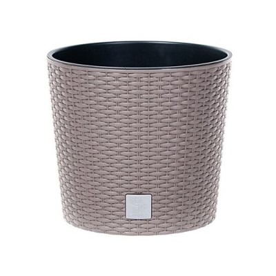 Ghiveci decorativ, Prosperplast, Rato Round, rotund, cafeniu, 25.6x21.9 cm foto