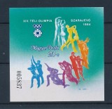 UNGARIA 1983-BLOC 169B-NEDANTELAT NUMEROTAT JOCURILE OLIMPICE DE IARNA SARAIEVO MNH