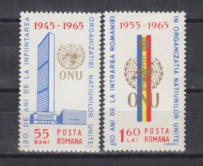 ROMANIA 1965 LP 600 O.N.U. SERIE MNH foto