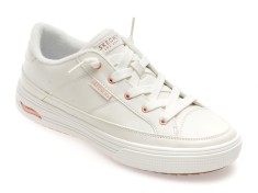 Pantofi sport SKECHERS albi, ARCH FIT ARCADE, din piele ecologica